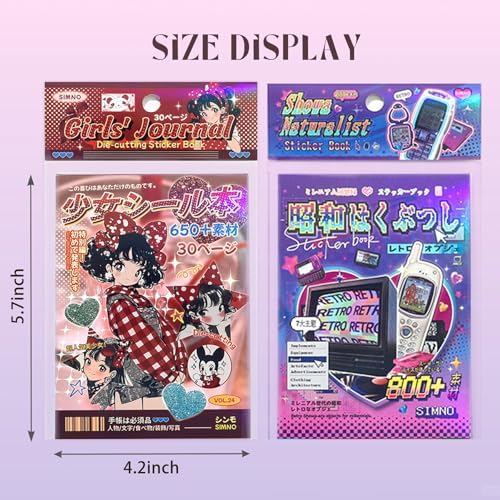 2-in-1 Japanese Sticker Set, 650+ Showa & 800+ Y2K Designs - Image 2