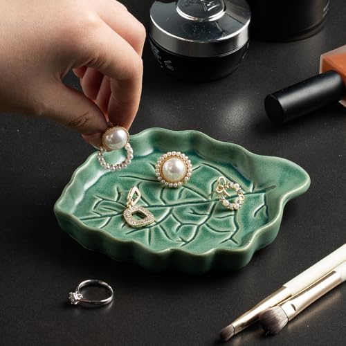 Ceramic Leaf Ring Dish, Small Trinket Tray with Gift Box - Image 3