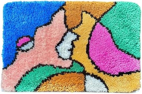 MeoobkCraft Cat Language of Love for Latch Hook Kits for Adults Beginners Abstract Art Pre-Printed Latch Hook Rug Kits Embroidery Cross-Stitch for Home Home Decoration 23.6 x 23.6in by MeoobkCraft
