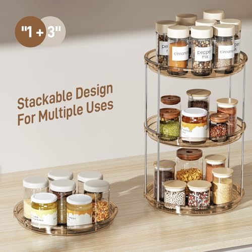 LAMU 2 Tier Lazy Susan Turntable Organizer 9.25'' Rotating Spice Rack Organization for Cabinet, Kitchen, Pantry, Countertop, Bathroom, Vanity, Medicine Cabinet Organizer, Amber - Image 6