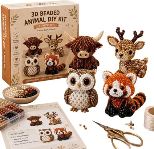MSYSN 3D Beads Animal DIY Kit, Handmade Bead Craft Kit, with Step-by-Step Tutorials and Accessories, Creative Stress Relief Gift for Adults, Teens and Beginners (A1) by Unknown