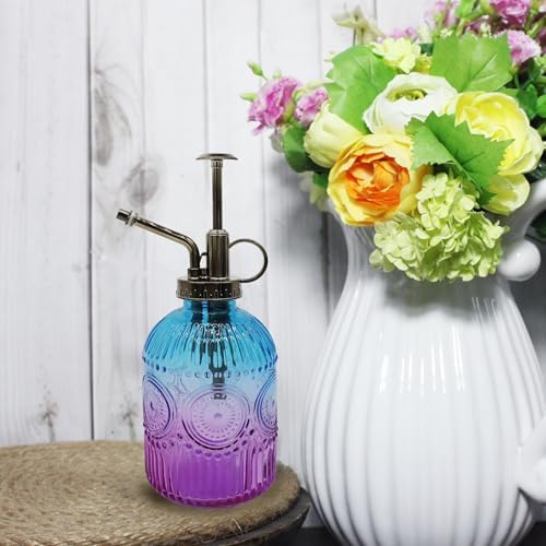 Glass Plant Mister Spray Bottle, 350ML Vintage Plant Spritzer with Top Pump Watering Can for Indoor Outdoor House Plants,Flowers (Blue Purple) - Image 4