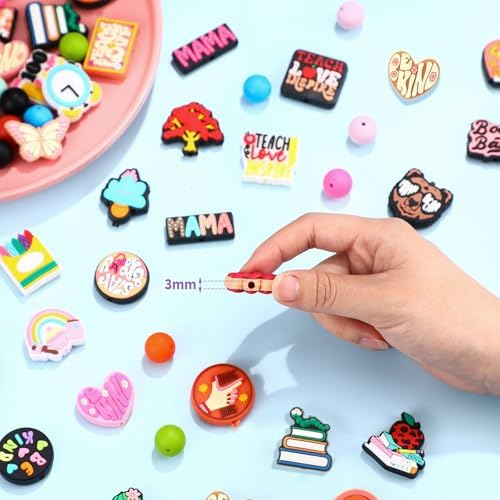 Humyoun 122 Pcs Beadable Pen DIY Kit with Silicone Beads, Bright Style - Image 5
