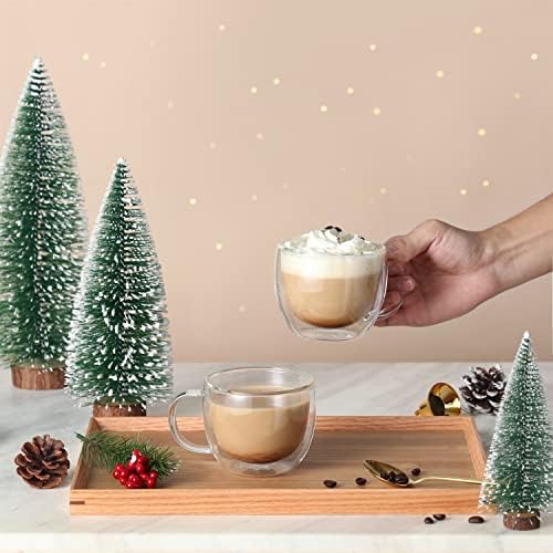 CNGLASS 8oz Double Wall Glass Coffee Mugs,Clear Insulated Espresso Glass Mugs with Handle for Latte,Cappuccino,Coffee,Set of 4 - Image 6