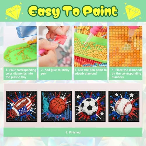 ICYANART 4 Pack Diamond Art Painting Kits for Kids Age 6-12 6x6 Inch - Image 7
