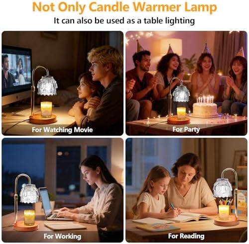 Candle Warmer Lamp with Timer and Dimmer 4-Level Dimmable Flower Light Heat Lamp for Jar Candles Adjustable Height Modern Cute Home Decor for Living Room Bedroom and Best Gift for Friends Lover.Silver - Image 5