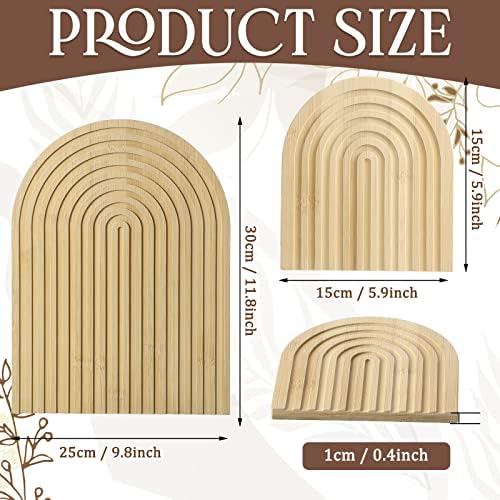 Chunful 2pcs Arch Cutting Board Boho Shelf Decor, Wood Color, Bamboo - Image 2