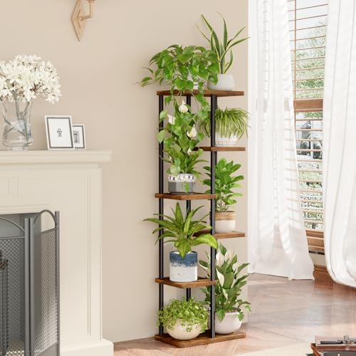 Bamworld Plant Stand 6 Tier Tall Shelf for Multiple Plants Brown - Image 2