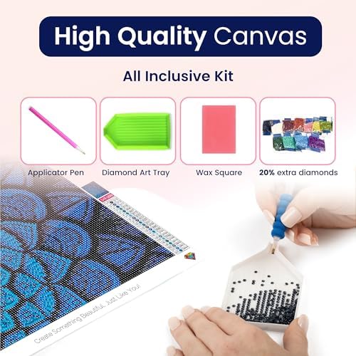 Mandala Diamond Art Kit for Adults Blue and Black Pattern 5D Painting 12x16 - Image 5