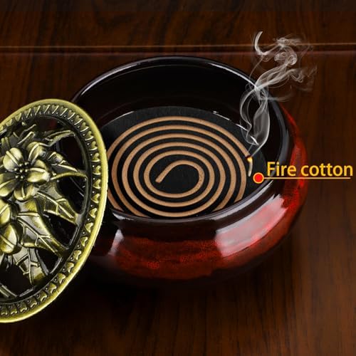 2 Pack Ceramic Incense Burner Holder Set – 9 Hole Incense Stick Holder with Coil Incense Holder & Burner Tray – Multi-Function Censer for Cones, Coil Incense, and Stick Incense (Fambe Blue+Fambe Red) - Image 4