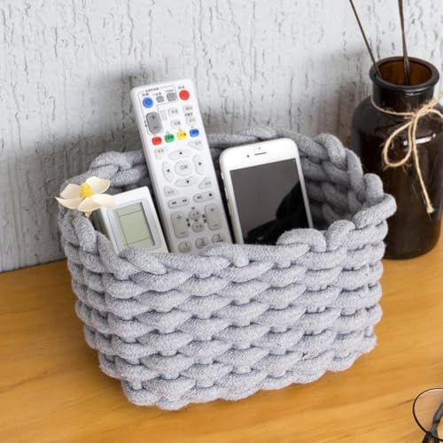Woven Storage Bin,Cotton Rope Basket for Organizing,Empty Gift Basket,Mini Woven Basket for Organizing Books,Plants,Pet Treats, Decor for Living Room, Bedroom (Khaki) - Image 5
