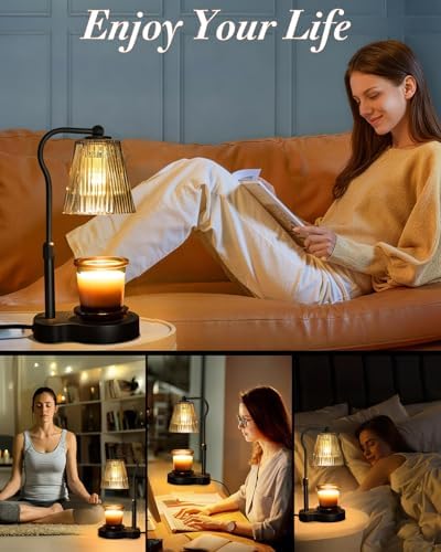 Candle Warmer Lamp with Timer & Dimmable Settings, Adjustable Height Flameless Scented Wax Melter for Jar Candles, Elegant Home Decor Warmer Lamp with 2 Bulbs, Gift for Women Mom Friend Family, Black - Image 6