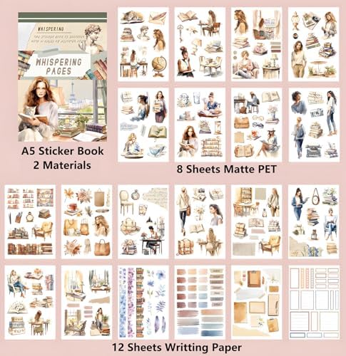 YagCu Journaling Sticker Book, Reading and Writing Scrapbook Stickers, Junk Journal Supplies, Pre-Cut Aesthetic Scrapbooking for Women, Collage Decorative Ephemera Bullet Planner DIY Arts - Image 4
