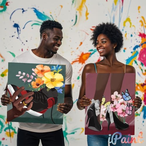2Pcs Painting by Numbers Paint and Sip Kit for Adults,Pre Drawn Canvas to Paint for Flower Butterfly Date Night for Couples DIY Acrylic Painting Kits 8×10 - Image 5