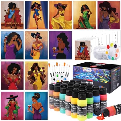 AmazingSpark 12 Set Sip and Paint Kit for Adults Pre Drawn Canvas,Women by Unknown