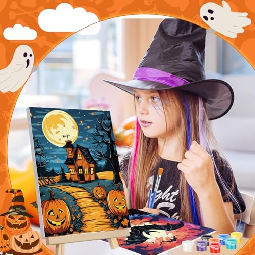 Zhanmai 72 Pcs 12 Sets Sip and Paint Kit Pre Drawn Canvas for Painting 8" x 10" Paint Party Canvas Painting Pre Printed Canvases for Party Favor DIY Virtual Adult's Date Night(Halloween Pumpkin) - Image 5