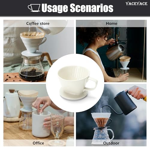 Ceramic Pour Over Coffee Dripper, Small Ceramic Pour Over, Off White - Image 7