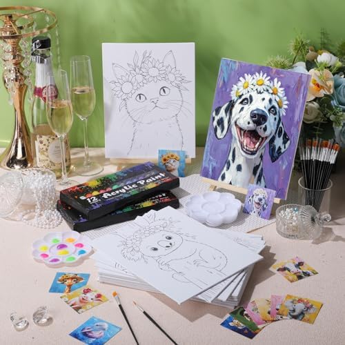 Sherr 12 Pcs Pre Drawn Canvas for Adults,Flower Animals,8 x 10 Inch - Image 2