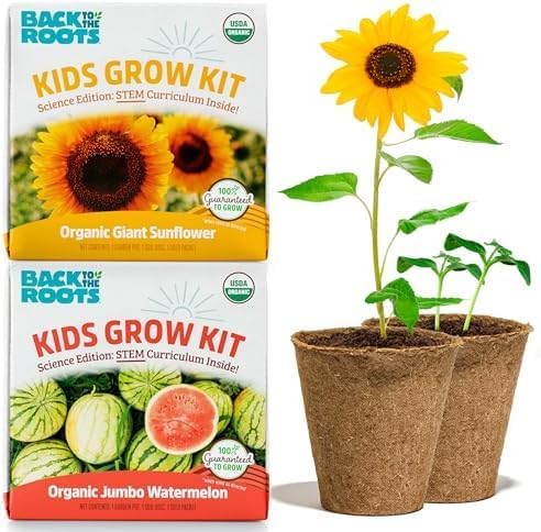Back to the Roots Kids Science Grow Kit 2ct - Watermelon and Sunflower (Pack of 8) by BacktotheRoots