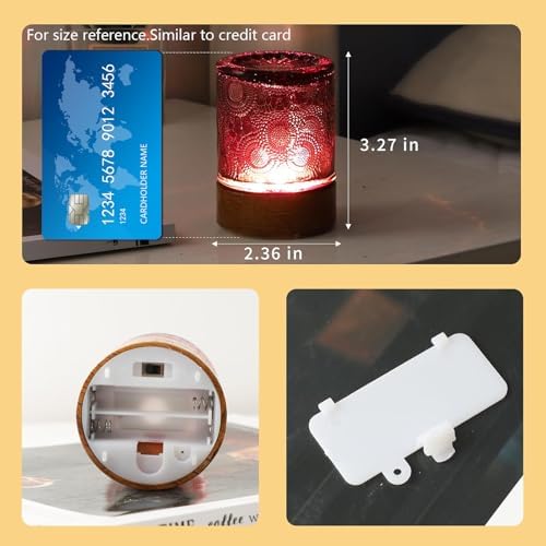 Mini Soft Warm Light Lamp Battery Operated Portable Night Light with Timer, Small Glass Vintage Dim Sleep Nightlights, Battery Powered Wireless Night Lights for Adults (1), Purple, M2-1-2 - Image 2