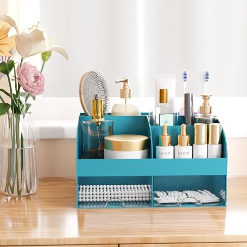 Makeup Organizer with Drawers, Cosmetic Storage for Dresser Vanity and Bathroom Countertop, Beauty Holder for Lipstick Brush, Skincare Organizer for Vanity, Cosmetic Display Case (Dark Green) - Image 5