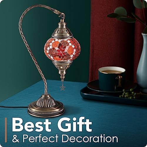 Yarra-Decor Turkish Moroccan Mosaic Lamp, Stained Glass, Bronze, Red2 - Image 3
