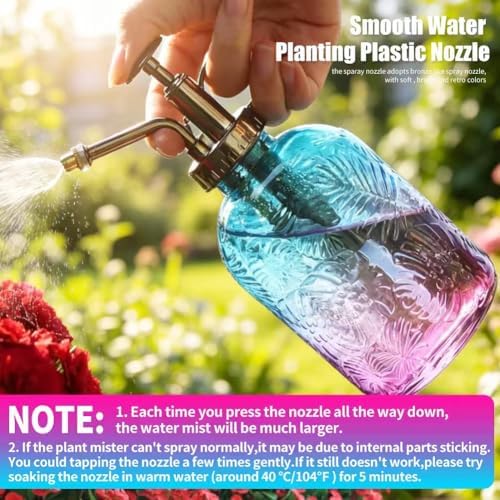 35 oz/1000 ml Metal Indoor Small Watering Can with Long Spout for House Plants Decorative, 12 oz/360 ml Glass Plant Mister Spray Bottle for Bonsai Garden Flowers - Image 5
