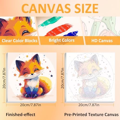 Fox Paint by Numbers Kit for Kids, 8x8 inch - Image 2