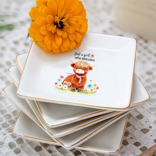Highland Cow Jewelry Ring Holder Dish Tray, Gifts For Women Teens Girls, Cow Lovers Themed Stuff Things Decor Merch Home Room Ring Earrings Necklace Organizer Holder! - Image 7