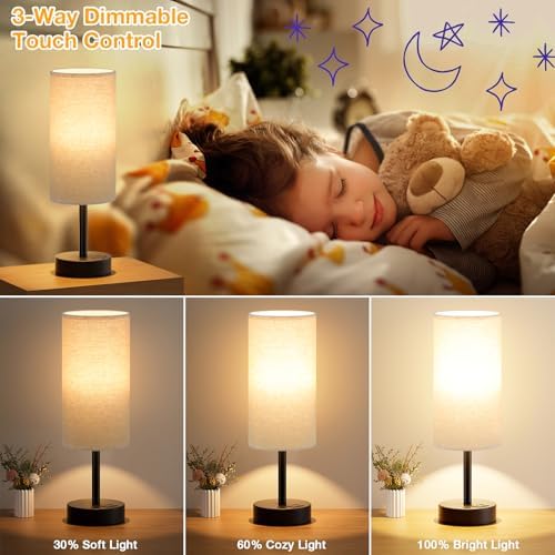 Dicoool Bedside Table Lamp for Bedroom - 3-Way Dimmable Touch Lamp, USB A+C - Image 3