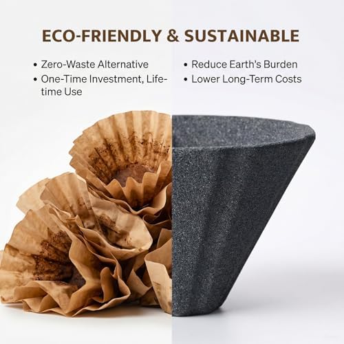 Reusable Coffee Filter, Ceramic Tea Strainer Compatible for Most Cups, Best Coffee Maker and Bar Accessories, with Bamboo Stand - Image 4