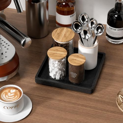 Weenson Bamboo Bathroom Vanity Tray Countertop, Decor, 7.9" x 7.9" Black - Image 6