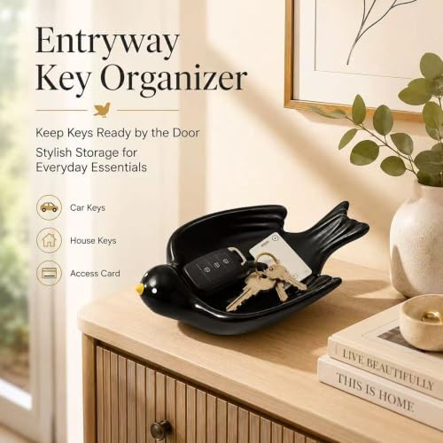 Bird Ceramic Trinket Dish Ring Tray for Entryway Vanity Table Decor - Image 4