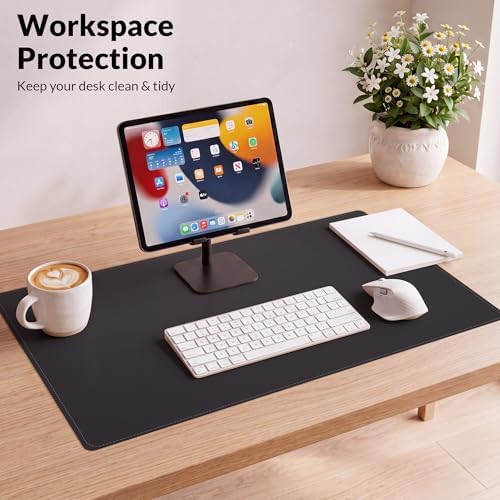 AFIING Desk Mat, Black, 31.5" x 17", Cork Desk Pad Protector - Image 4