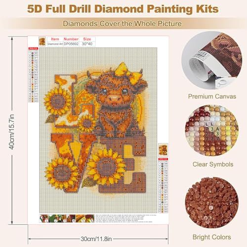 YOLENIX Highland Cattle Diamond Art Kits for Adult Diamond Painting Kit - Image 5