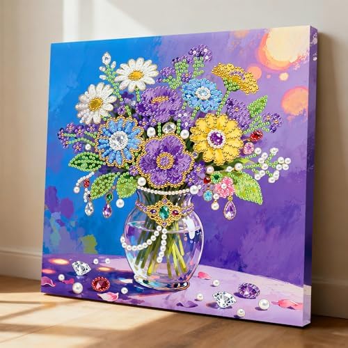 LQCrafK DIY Pearl Art Painting Handcraft Kit for Adults Beginners, Healing Stress-Relieving Home Wall Creative Design Decoration, Framed Painting with Tools-Bouquet - Image 3