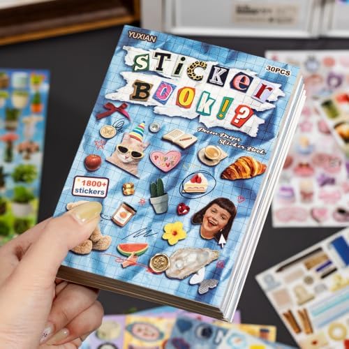 Japanese Retro Sticker Book, 800 Cartoon Stickers Book with Art Coated Paper Creative Activity Stickers for Adults, DIY Scrapbooking Phone Cases Laptops Party Gifts (Poem Drops) by Unknown