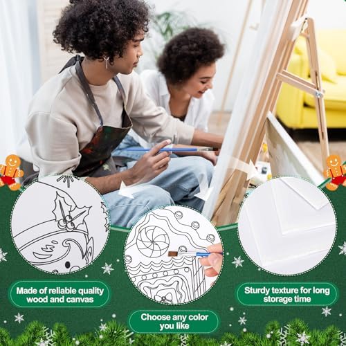Sherr 96 Pcs 12 Set Pre Drawn Canvas Painting Kits, Christmas - Image 3