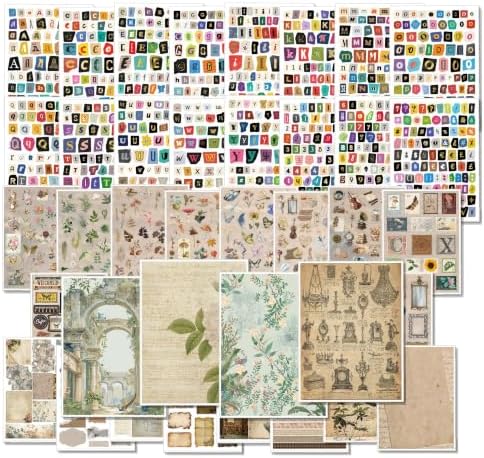 ZAYALI Vintage Scrapbook Stickers with Alphabet Letter Stickers, 38 Sheets Junk Journal Supplies for Scrapbooking, Planner, Bullet Journal, Collage, DIY Crafts by ZAYALI