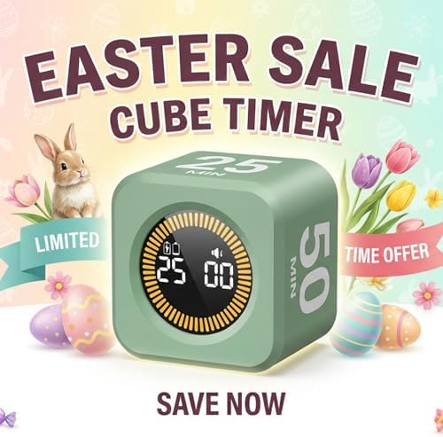 KADAMS Pomodoro Cube Timer Productivity Visual Timer - 5/10/25/50 Min Rotating Countdown (1, Green) - Image 4