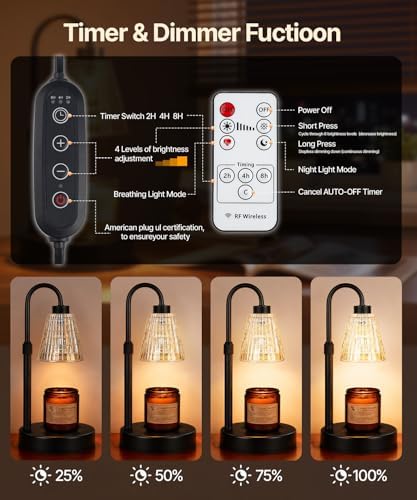 Candle Warmer Lamp with Timer Dimmer,2 Bulbs, Round - Image 4