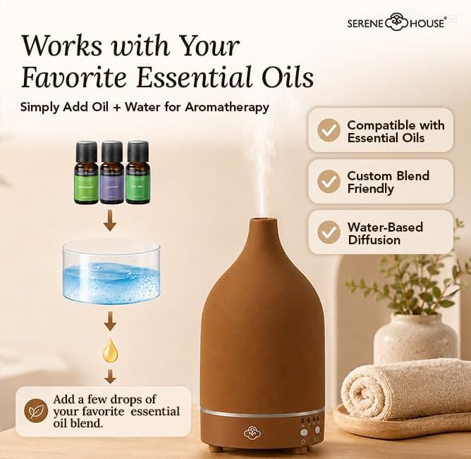 Serene House Vapor Ultrasonic Aroma Diffuser Ceramic Terracotta 90ml - Image 7