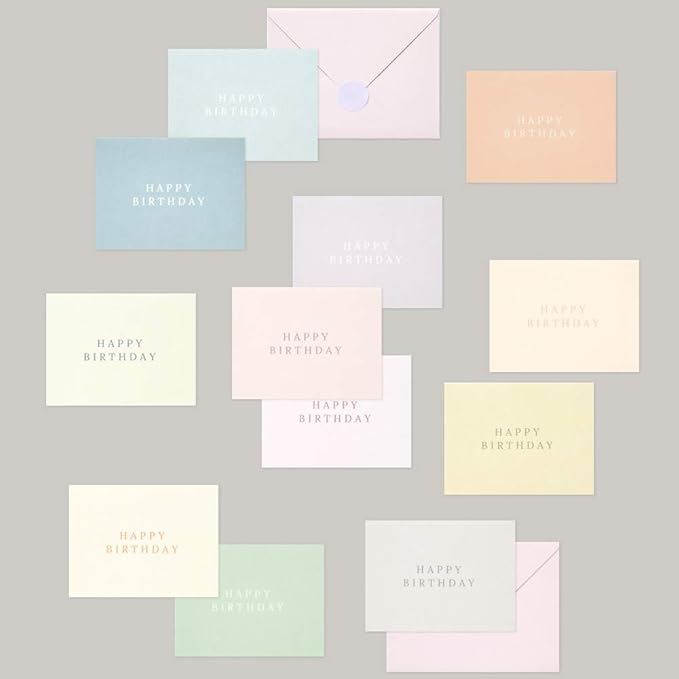 Monolike Day-by-day Card, Happy birthday - Mix 36 Mini Single cards, 36 envelopes, 36 stickers Package