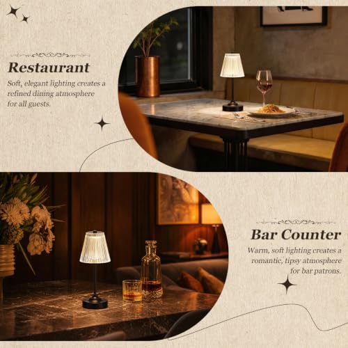 Black Cordless Rechargeable Table Lamp, Touch Battery Powered Lamp, 3 Color Modes, Crystal Acrylic Lampshade, Portable Ambient Night Light for Desk, Bedroom, Living Room, Dining Room, Kitchen, Bar - Image 6