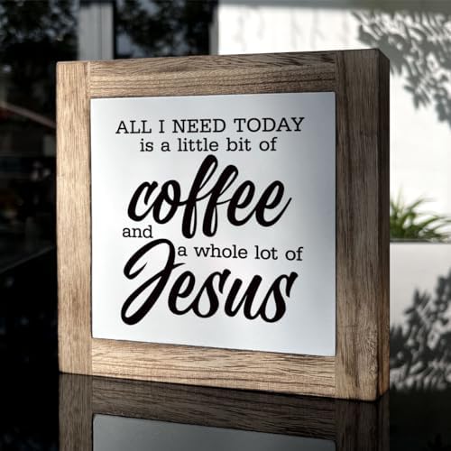 Christian Coffee Decor, All I Need Today is A Little Bit Of Coffee And A Whole Lot of Jesus Sign, Coffees Decors Set, Wooden Box Signs for Home Decor, Funny Coffees Decors Sign - Image 3