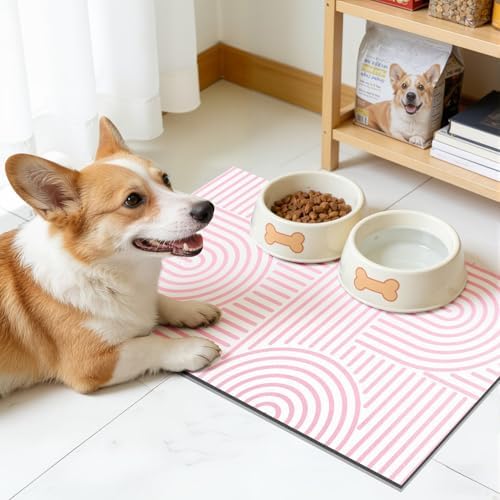 Findosom Geometric Dish Drying Mat, 12" x 20" Absorbent Coffee Mat, Pink - Image 5