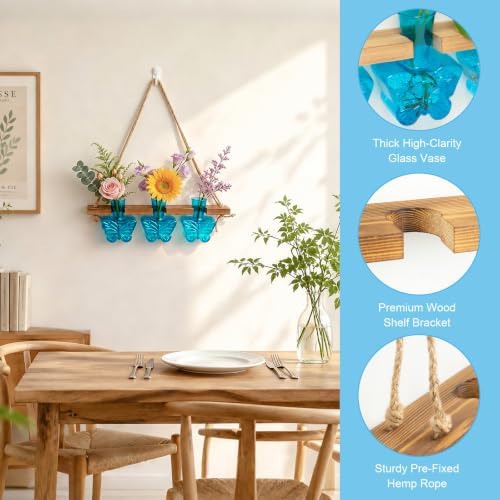 XXXFLOWER Plant Propagation Station Wall Hanging Butterfly Shaped Vase Blue - Image 5