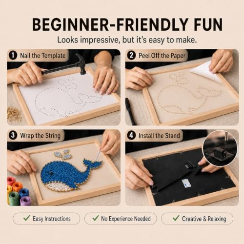 RM Studio DIY String Art Kit, Arts and Crafts for Adults Women Teen Girl, Handmade Funny Gift Art Project for Home Décor, Keepsake & Creative Crafts - Image 4