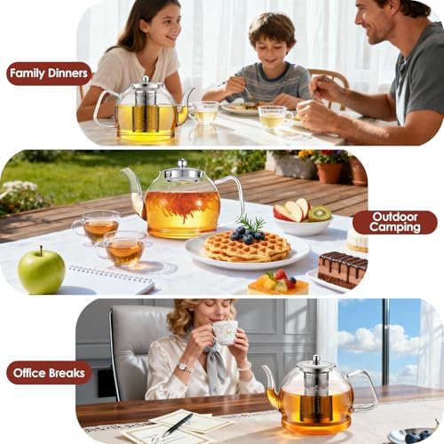 1800ml Glass Teapot with Infuser, Stovetop Safe Large Tea Pot - Image 6