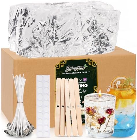 Clear Wax for Candle Making-DIY Aromatherapy Candle Making Gel raw Materials, can add Dried Flowers/Fragrance, smokeless Safe Candle Materials, Birthday Christmas Gift Decoration (Transparently) by Blingfun